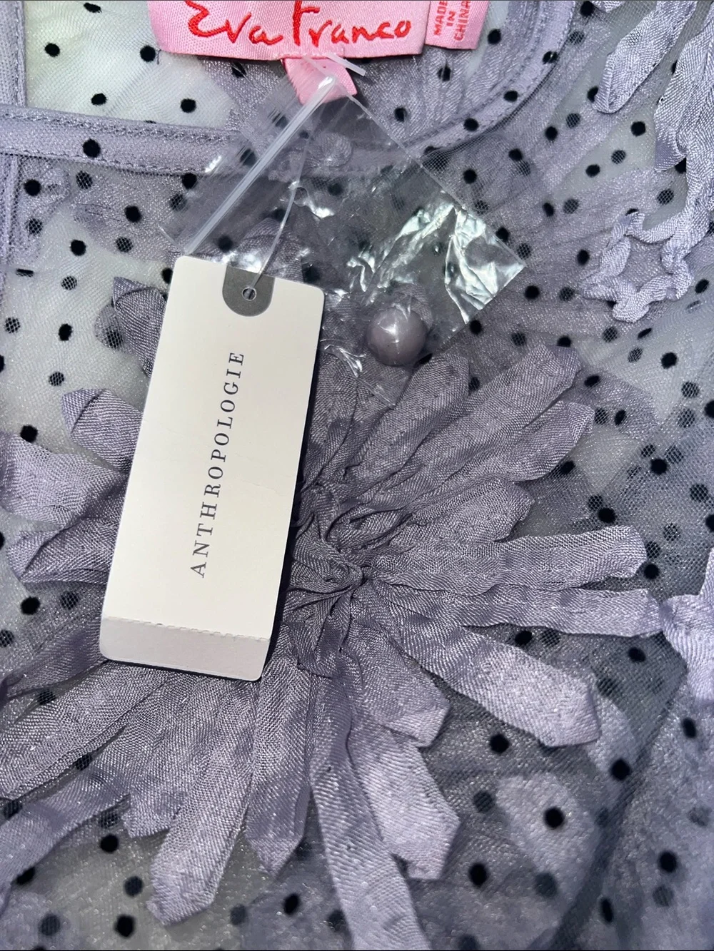 Anthropologie Eva franco lace floral Lavender Sheer Floral Blouse NWT size XL